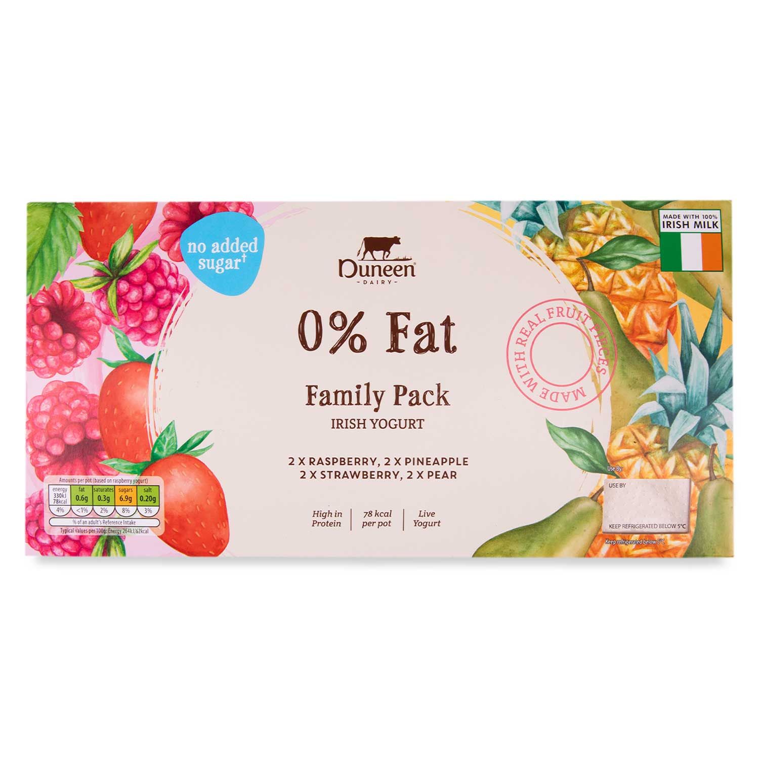 0% Fat Variety Yogurts 8x125g Duneen Dairy